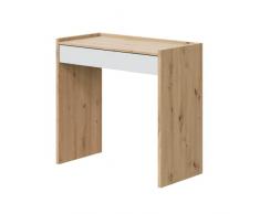 Habitdesign Mesa de Estudio con 1 Cajon, Mesa de Oficina o Escritorio, Modelo Noa, Acabado en Blanco Artik y Roble Nodi, Medidas: 81,5 cm (Largo) x 40 cm (Ancho) x 77 cm (Alto)