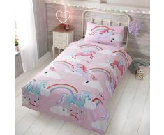 Rapport Little Unicorn - Juego de Funda de edredón para Cama Individual, poliéster, Rosa, 135 x 200 cm y 1 Funda de Almohada de 50 x 75 cm