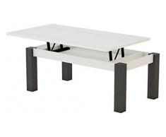 KR Decor MZ444 Mesa de Centro elevable Rectangular, Roble, Blanco Artic/Negro Madera, 100x50x42.2 cm