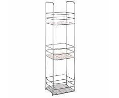 Estantería de 3 baldas clásica Plateada de Metal para baño Basic - LOLAhome