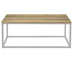 DS Dropshipping Mesa Centro iCub Industrial. Color Blanco. Dimensiones 120x80x37 cm. Mesa Fabricada en Tablero de Pino Macizo alistonado con Estructura de Tubo de Acero.