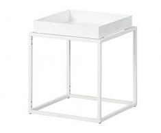 Inter Link Mesa de Centro (Metal, para Interiores y Exteriores), Color Blanco, 35 x 35 x 40 cm