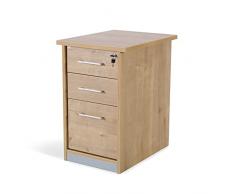Rocada | Cajonera Oficina | 47x60x72 cm | Cajonera Madera con Cerradura | Mueble Auxiliar para Oficina con 3 cajones | Color Roble
