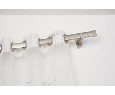 InCasa Barra Rectangular para Cortina, 140 cm sin Anillos de Longitud, Perfil de 31x12 mm, en Acero satén – Completo
