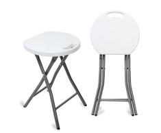 Todeco Taburete Plegable Juego Set de 2 con Mango de plástico,Metal,Taburete Baño Plegable,Taburete Plegable Exterior para jardín, Camping, Pesca, Barbacoa, baño, Carga máxima: 300 kg