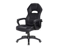 Rebecca Mobili Silla de Escritorio Giratoria Adjustable Oficina, Negra Cuero Sintético Tejido Nylon, Gaming Estudio Oficina - Medidas: 109,5/120 x 66 x 63 cm (AxANxFON) - Art. RE6212