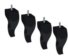 Margot Royal Louis XV – Juego de 4 Patas de somier, Madera, Negro, 5,5 x 5,5 x 18 cm