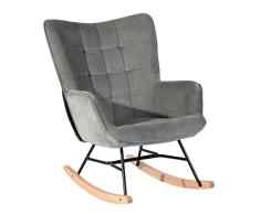MEUBLE COSY Silla Mecedora Sillón de Relax Especial Lactancia Butaca Acolchada con reposabrazos, Respaldo Alto, de Tela con Patas de Madera Metal, para salón, Dormitorio, Gris, 71x89x95cm