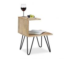 Native Home Mesa Auxiliar con 2 Niveles, Mesita de Noche de Madera de Mango, HxLxP: Aprox. 51,5 x 40 x 40 cm, Natural
