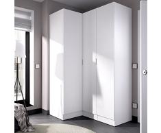 DEKIT GRUPO RIMOBEL Essen Armario de rincón, Madera de ingeniería, Blanco, 184 cm (Alto) x 91 cm (Ancho) x 133 cm (Prof.)