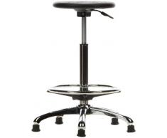 hjh OFFICE 665010 taburete giratorio TOP WORK 02 espuma rígida negro, ajuste de altura, con apoyapiés cromado, antideszilante, con tapones y ruedas, silla trabajo