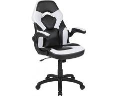 Flash Furniture Revestimiento Flash Sillas de Carreras, Plástico Poliuretano Espuma Malla Madera Técnica, Weiß, Pack de 1