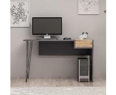 Homemania Escritorio Candy para Pc con Cajón, Melamina de Tablero de Partículas, MDF, Nogal, Antracita, 121 x 45 x 76 cm