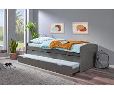 Inter Link Lena 90 x 200, Madera, Gris, Cama de una Plaza XL
