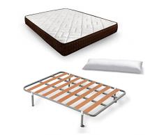 HOGAR24 ES Cama Completa, Colchón Viscosoft Dream Flex 18 + Somier Lamas con Patas + Almohada Fibra, Medida: 120x190 cm