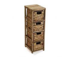 Versa 20100065 Mueble Baño 4 Cestas Rattan, Madera, Marrón, 76 x 29 x 23 cm