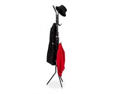 Relaxdays, Color Negro Perchero, Metal, 12 Ganchos, 180 x 44 x 39 cm, Sin Taladrar, Estable, Colgador Pie, 90% Hierro 10% plástico, 1 Pieza