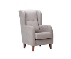 Sillonea- Sillón Estrecho Lisboa, Especial Ancho DE 67 cm, butaca de Estilo Moderno. Sillón Individual Acolchado para salón o Dormitorio. 67x80x107 cm. Tela Antimanchas (Gris, Nogal)
