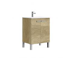 Baikal Mueble de Baño Neo, Dos Puertas, Mueble con Patas. Varios Acabados y Medidas. Melamina 16mm. Mueble MONTADO. 2 Puertas sin Espejo 60 cm Nature