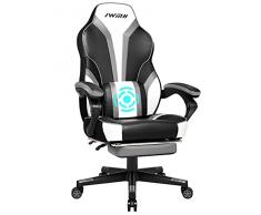 Intimate WM Heart Silla Gaming, Silla Gamer Ergonómica, Silla con Pedales Plegables,Silla de Oficina con cojín vibratorio, Soporte Lumbar para Masaje, Respaldo Alto, Reposabrazos Ajustables (Gris)