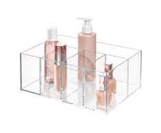 iDesign InterDesign Organizador para armario de tocador para guardar accesorios de maquillaje y belleza, 5 compartimentos, transparente y cosmético, 5 secciones