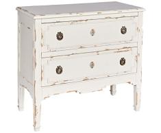 Better & Best 0952407 Cómoda pequeña con 2 cajones en madera decapada de madera, blanco decapado