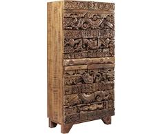 KARE 2trg Armario Shanti Surprise Puzzle Nature, estrecho, alta – Cajonera de madera de mango madera auténtica, marrón diseño alto – Cómoda, (H/B/T) 180 x 85 x 45 cm