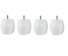 Margot – Douceur Bola – Juego de 4 Patas de somier Madera 7,5 x 7,5 x 7,8 cm, Madera, Blanco, 7,5 x 7,5 x 7,8 cm
