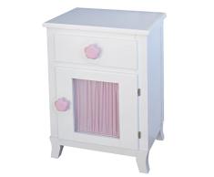 Juvenilesoutlet Mesita de Noche Infantil con Puerta y Cortina Rosa Flores (Pomo Flor Rosa)