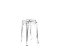 Kartell Charles Ghost, Taburete Small, 46 x 39 x 26.5 cm, Cristal, Set de 2
