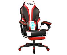 Intimate WM Heart Silla Gaming, Silla Gamer Ergonómica, Silla con Pedales Plegables,Silla de Oficina con cojín vibratorio, Soporte Lumbar para Masaje, Respaldo Alto, Reposabrazos Ajustables (Rojo)