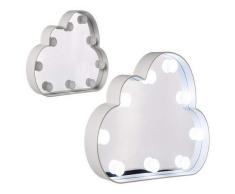 ootb 144236 Espejo Blanco de plástico, Nube, con 10 Luces LED, Aprox. 25 x 5 cm