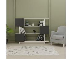 Homemania Librería Box con Estanterías y Puertas, Aglomerado de Melamina, Blanco, Antracita, 150 x 23.8 x 113.2 cm
