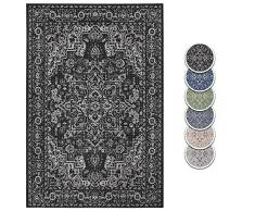 Hanse Home Alfombra de Tejido Plano para Interior y Exterior, Alfombra Durban, diseño Moderno Oriental, patrón detallado para Dormitorio, Cocina, salón, terraza, Color Negro/Crema, 80 x 150 cm