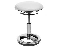 Topstar Sitness Bob SU49BR0 - Taburete (pie de Aluminio con reposapiés, tapicería de Tela), poliéster, Blanco, 36.5 x 36.5 x 57 cm