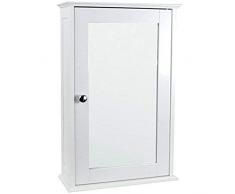 Home Discount Casa de Descuento® baño gabinete Sola Puerta con Espejo montado en la Pared, Color Blanco
