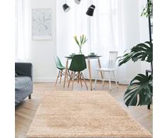 mynes Home Alfombra Shaggy de Pelo Largo, Color Beige y Suave, Moderna, diseño de Colores Lisos, Tacto Suave, 80 x 150 cm