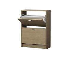 HOGAR24 Zapatero con 2 Puertas (12 Pares),Color Roble Claro