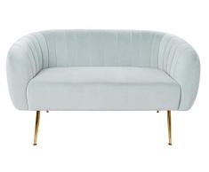 DRW Sofá Estilo Chic Azul Claro Terciopelo, 129X75X73 cm