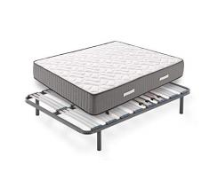 Hogar24 - Conjunto de descanso 105 x 200 cm - Colchón Bio Natur Fresh 30 + Somier Multiláminas Con Reguladores y Patas de Metal De 26 cm