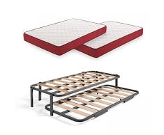 HOGAR24 ES Cama Nido Metálica Reforzada con 6 Patas + 2 Colchones Viscoelásticos Viscoplus 15, 90x180 cm