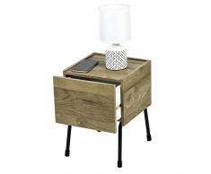 Iris Ohyama, mesita, mesita lateral pequeña, mesita de noche, 1 cajón corredizo, pies con rayas anti, espacioso, sólido, elegante elegante, habitación - mesita de noche - IWST - 300 - Marron centr é