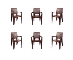 CREVICOSTA QUALITY MARK MARCAS DE CALIDAD Set 6 Sillas Caribe. Mueble terraza jardín| imitación ratán| Interior y Exterior| mobiliario Camping| Patio| balcón| Picnic| Outdoor (Chocolate)