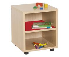 Mobeduc Mueble Infantil Superbajo estantería 360, Haya, Haya y Rojo Cereza, 36x40x44 cm
