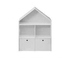 Rebecca Mobili Estantería para niños, Armario para el Dormitorio de los niños, Decoración para el hogar, 2 estantes 2 cajones, MDF Blanco - Medidas: 97 x 72,5 x 30 cm (AxANxFON) - Art. RE6730