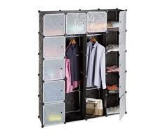 Relaxdays Armario Modular con 14 Compartimentos y 2 Barras, Negro, 36.5x145x180 cm