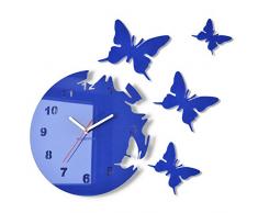 Reloj de pared redondo Mariposas Azul 30 cm habitacion de salon estilo moderno 3d silencioso
