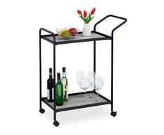 Relaxdays Carrito Cocina, Ruedas Giratorias, Carro Auxiliar Metal y MDF, 93 x 41 x 77 cm, Camarera Bar Moderna, Negro