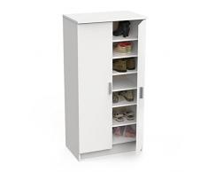 Fashion Home Armario multifunción de Dos Puertas con Seis baldas, Color Blanco, Medidas 55 x 108 x 36 cm