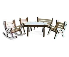 Petra s de Manualidades (News a gmh04fs2 Mesa Grupo, Compuesto por 1 X Mesa, 1 x Banco de jardín, 1 x Mecedora y 2 sillas de Madera, 5 Piezas)